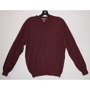 Sebastian Cooper Cotton Cashmere Blend  Sweater Maroon Red V Neck Medium Casual
